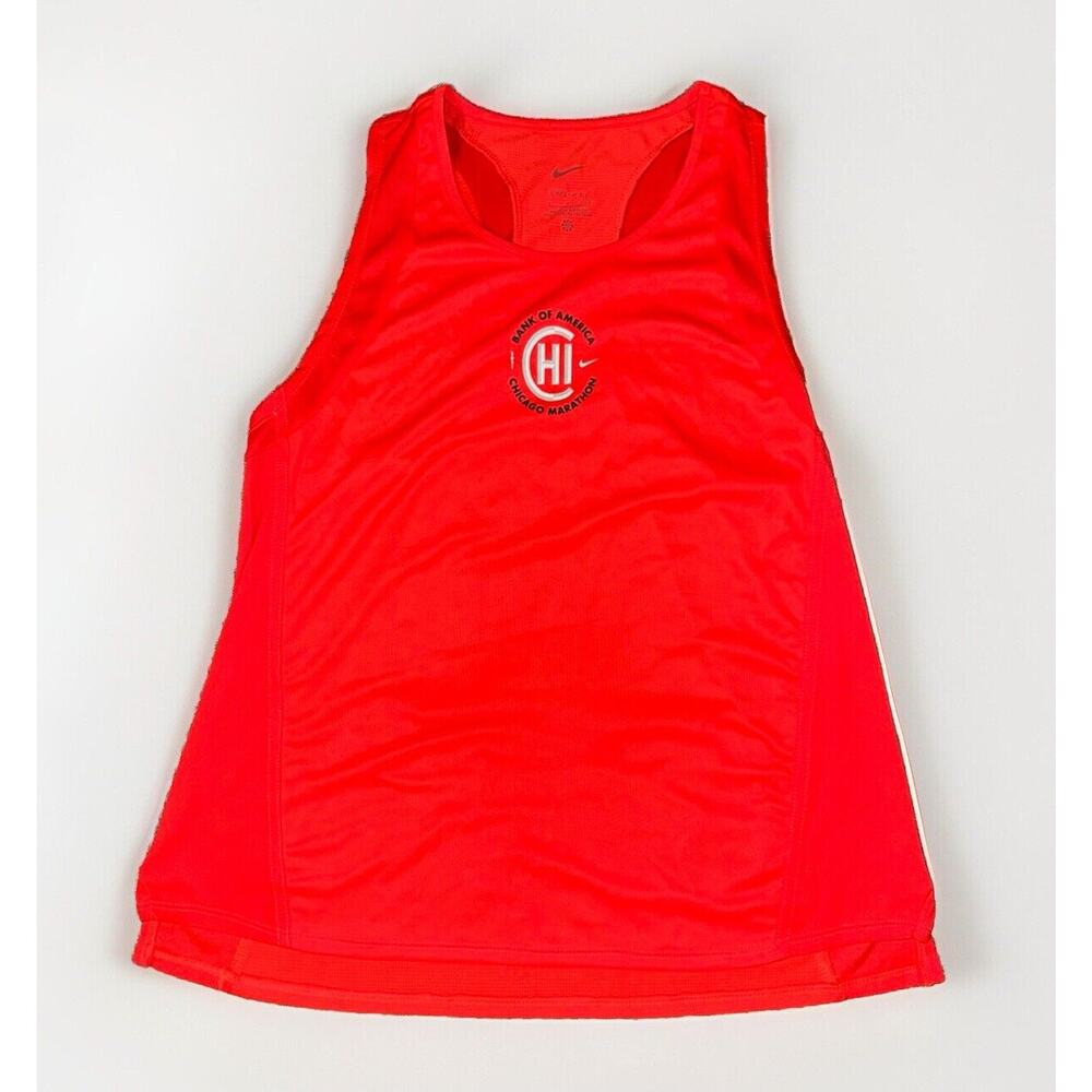 Nike Chicago Marathon Tank Top Small‎ Red Dry Fit Singlet Running Spellout